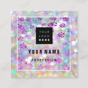 Makeup ARTIST Holograph Unique Blush Logo QR Square Business Card