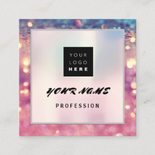 Makeup ARTIST Holograph Unique QR CODE Logo Glitte Square Business Card