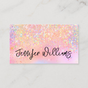 Makeup Artist Holographic Glitter Script Pastel Business Card