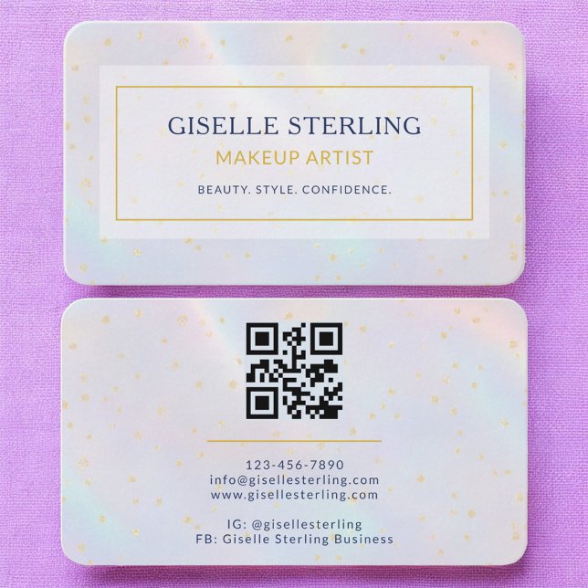 Makeup Artist Holographic QR Code Business Card (Creator Uploaded)