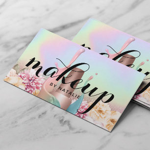 Makeup Artist Holographic Vintage Floral Salon Business Card