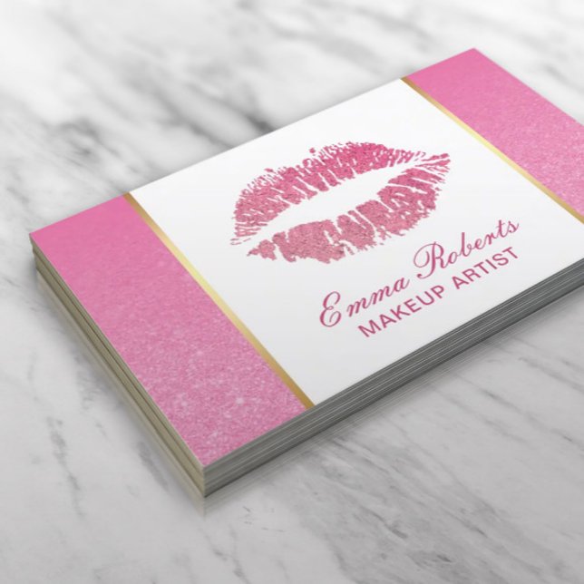 Makeup Artist Hot Pink Lips Modern Beauty Salon Business Card (Creator Uploaded)