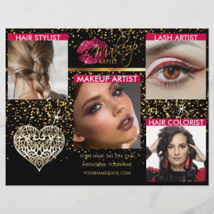 Makeup Artist Hot Pink Lips on Black Flyer