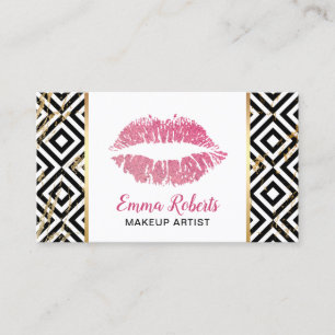 Makeup Artist Hot Pink Lips Trendy Salon Business Card