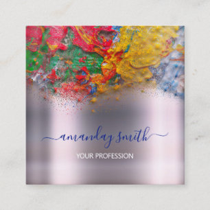 Makeup Artist Influencer Blogger Abstract Strokes Square Business Card
