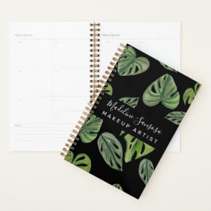 Makeup Artist Jungle Greenery Watercolor Monstera Planner