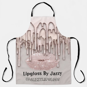 Makeup Artist Kiss Lips Drips Rose 3DEffect Grey Apron