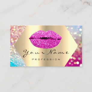 Makeup Artist Kiss LIPS Pink Glam Holograph Business Card