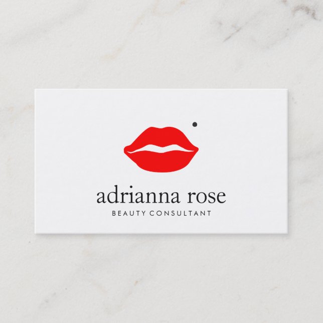 Makeup Artist Kissing Lips With Beauty Mark Business Card (Front)
