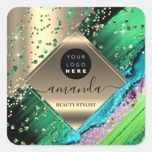 Makeup Artist Lash Body Cosmetic Name Tropic Logo Square Sticker