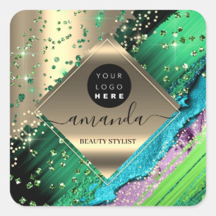 Makeup Artist Lash Body Cosmetic Name Tropic Logo Square Sticker