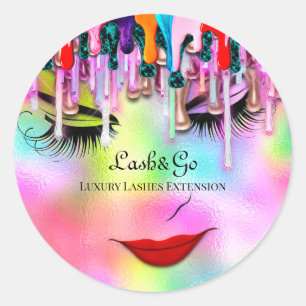 Makeup Artist Lash Extension Beauty Holograph Classic Round Sticker