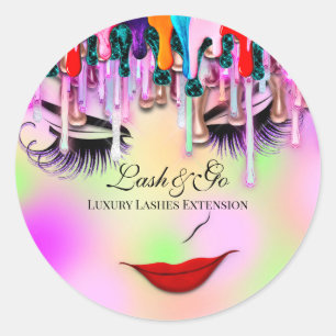 Makeup Artist Lash Extension Beauty Online Drips Classic Round Sticker