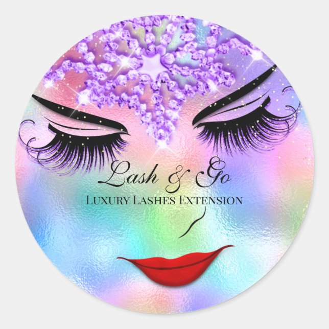 Makeup Artist Lash Extension Diamond Holograph  Classic Round Sticker (Front)