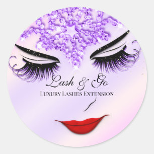 Makeup Artist Lash Extension Diamond Purple Classic Round Sticker