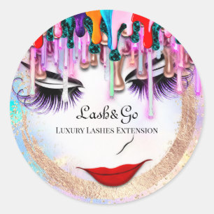 Makeup Artist Lash Extension Drips Gold Classic Round Sticker