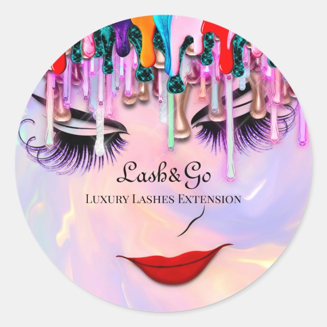 Makeup Artist Lash Extension Drips Princess Classic Round Sticker (Front)