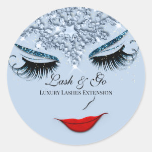 Makeup Artist Lash Extension Lip Princess Blue Classic Round Sticker