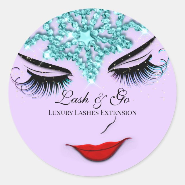 Makeup Artist Lash Extension Lip Princess Lavender Classic Round Sticker (Front)