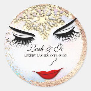 Makeup Artist Lash Extension Lips Beauty Star Gold Classic Round Sticker