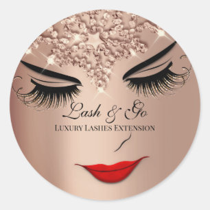 Makeup Artist Lash Extension Lips Rose Princess Classic Round Sticker