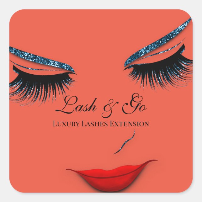 Makeup Artist Lash Extension Makeup Red Lips Square Sticker (Front)