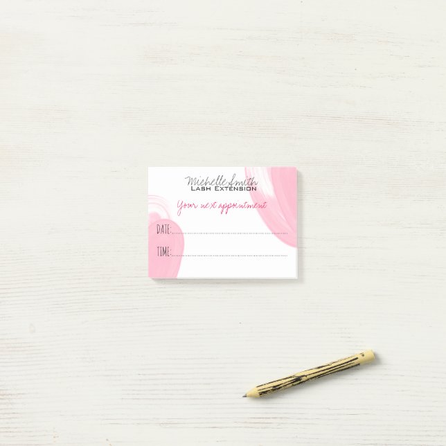 Makeup Artist Lash Extension Next Appointment Post-it Notes (On Desk)