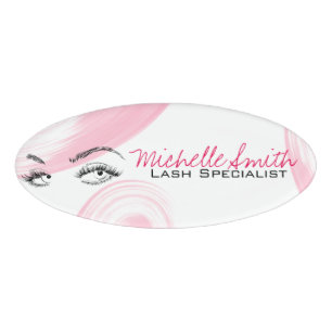 Makeup Artist Lash Extensions Lashes Brows Pink Name Tag