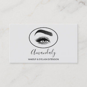 Makeup Artist Lash Friseur Logo QR CODE Grey Black Business Card