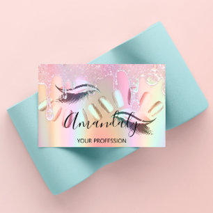 Makeup Artist Lash Nails Custom Logo Drip Business Card