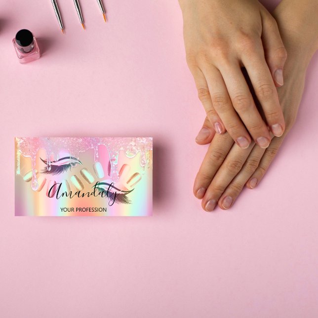 Makeup Artist Lash Nails Custom Logo Drip Business Card (Creator Uploaded)