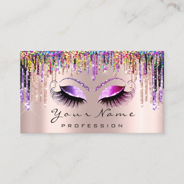 Makeup Artist Lash Pink Holograph Appointment Card (Front)
