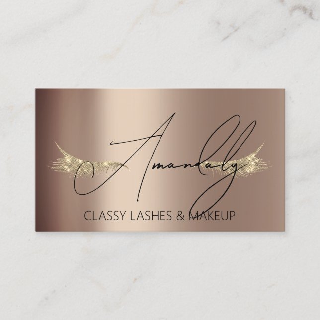 Makeup Artist Lash QR LOGO Microblade Gold Rose Business Card (Front)