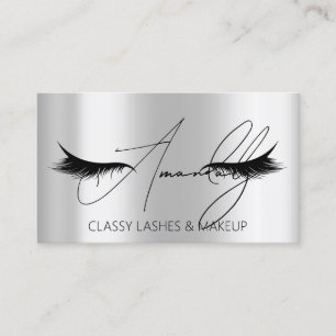 Makeup Artist Lash QR LOGO Microblade Silver Gray Business Card