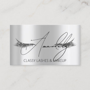 Makeup Artist Lash QR LOGO Microblade Silver Spark Business Card