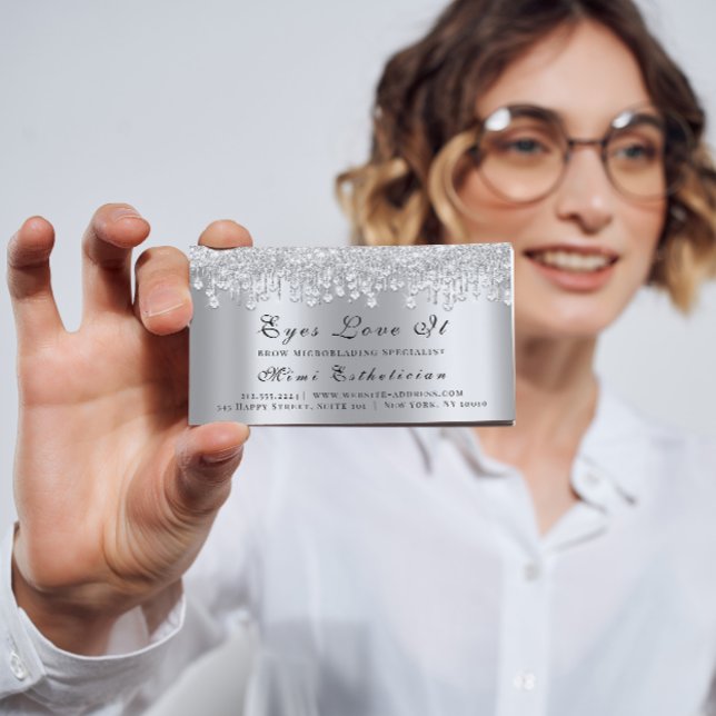 Makeup Artist Lash Silver Drips Event Planner Appointment Card (Creator Uploaded)