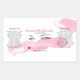 Makeup Artist Lashes Brow Black Pink Lash Cleanser Rectangular Sticker