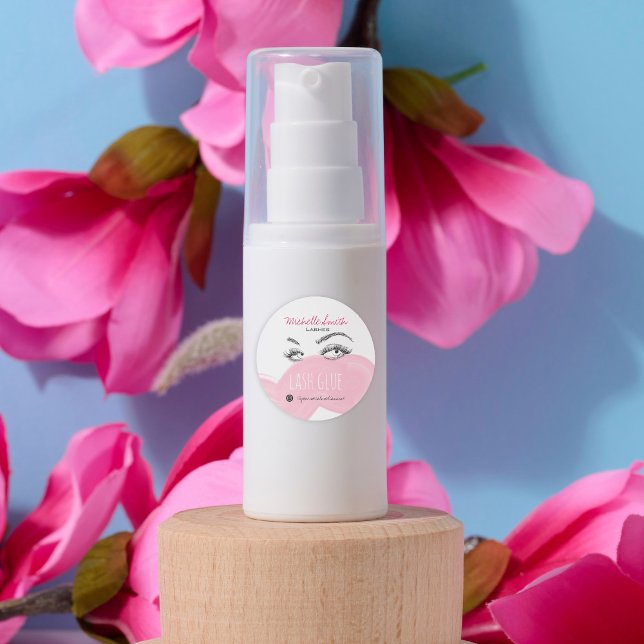 Makeup Artist Lashes Brow Black Pink Lash Glue Classic Round Sticker (Creator Uploaded)