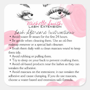 Makeup Artist Lashes Brows Aftercare Instructions  Square Sticker