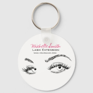 Makeup Artist Lashes Brows Black and White Simple Key Ring