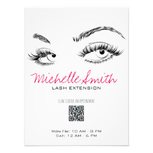 Makeup Artist Lashes Brows Black White QR Code Photo Print