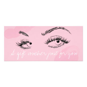 Makeup Artist Lashes Brows Pink Gift Voucher Rack Card