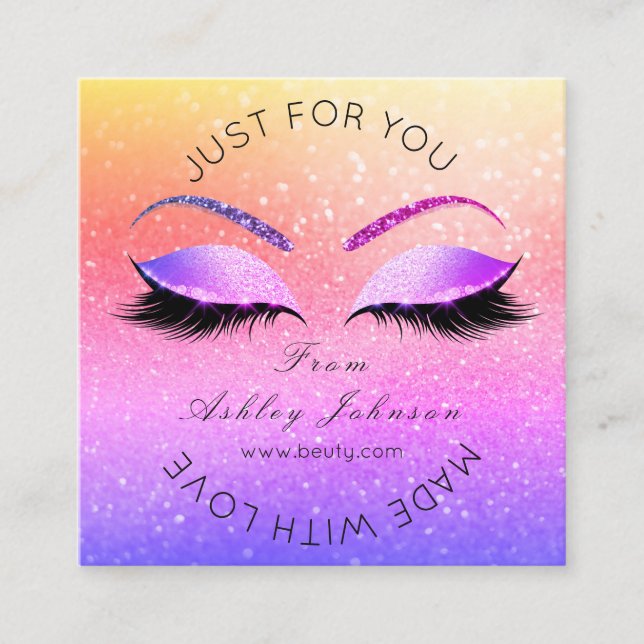 Makeup Artist Lashes Buagie Dall Classy Square Business Card (Front)