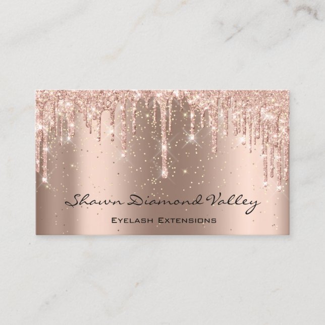 Makeup Artist Lashes Drips ConfettI GOLD Business Card (Front)