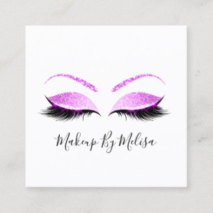 Makeup Artist Lashes Extension Blush Pink Fuchsia Square Business Card