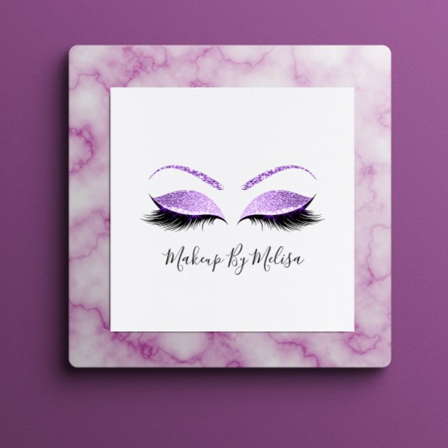 Makeup Artist Lashes Extension Purple Violet Square Business Card (Creator Uploaded)