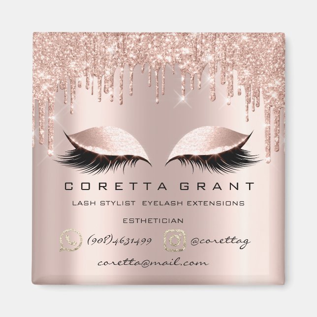 Makeup Artist Lashes Extension Rose Drip Mail Phon Magnet (Front)