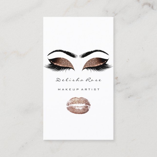 Makeup Artist  Lashes Glitter Eyebrows Coffe Lips Business Card (Front)