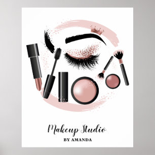 Makeup  Artist Lashes Mascara Lipstick Rose Gold Poster