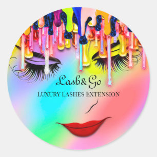 Makeup Artist Lashes Product Red Drip Unicorn Classic Round Sticker